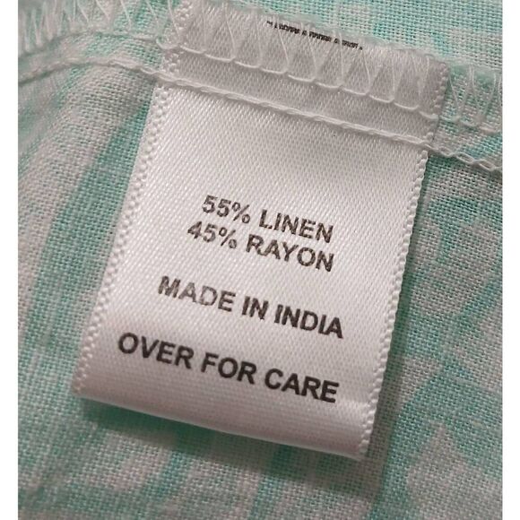 Coral bay womens size 1xl aqua blue green linen cotton shirt top flutter sleeve - Picture 6 of 8